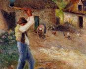 卡米耶 毕沙罗 : Pere Melon Cutting Wood